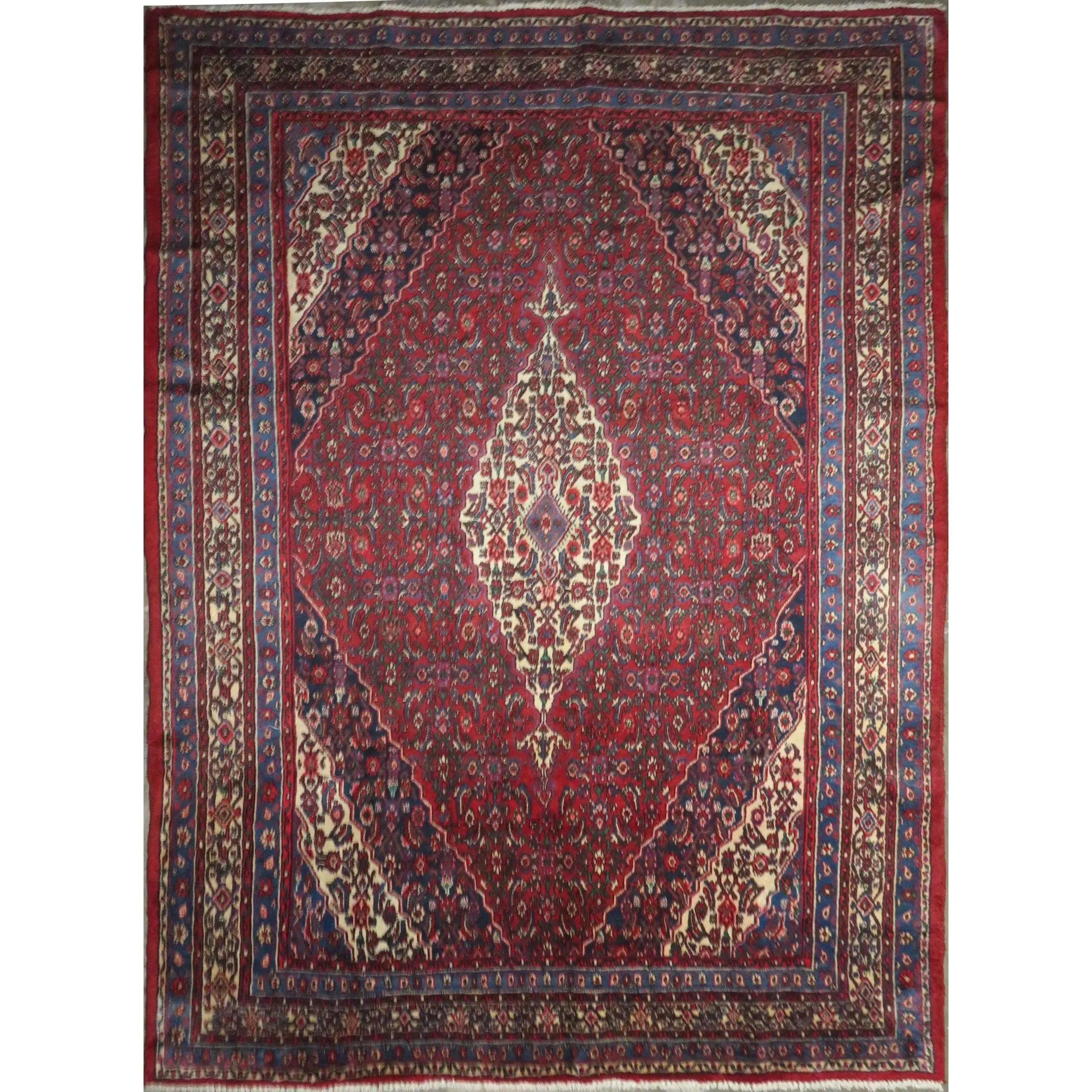 One Of The Kind Hand-Knotted Persian Wool Rug _ Luxurious Vintage Design, 11'7" x 8'1", Artisan Crafted